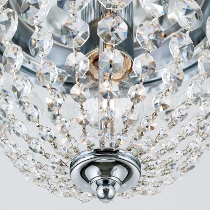 Кристален плафон PLAFOND 1xE27/40W/230V Ø 26 см лъскав хром