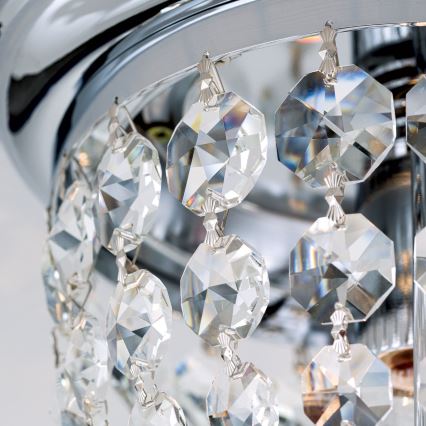 Кристален плафон PLAFOND 1xE27/40W/230V Ø 26 см лъскав хром