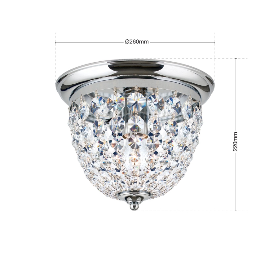 Кристален плафон PLAFOND 1xE27/40W/230V Ø 26 см лъскав хром