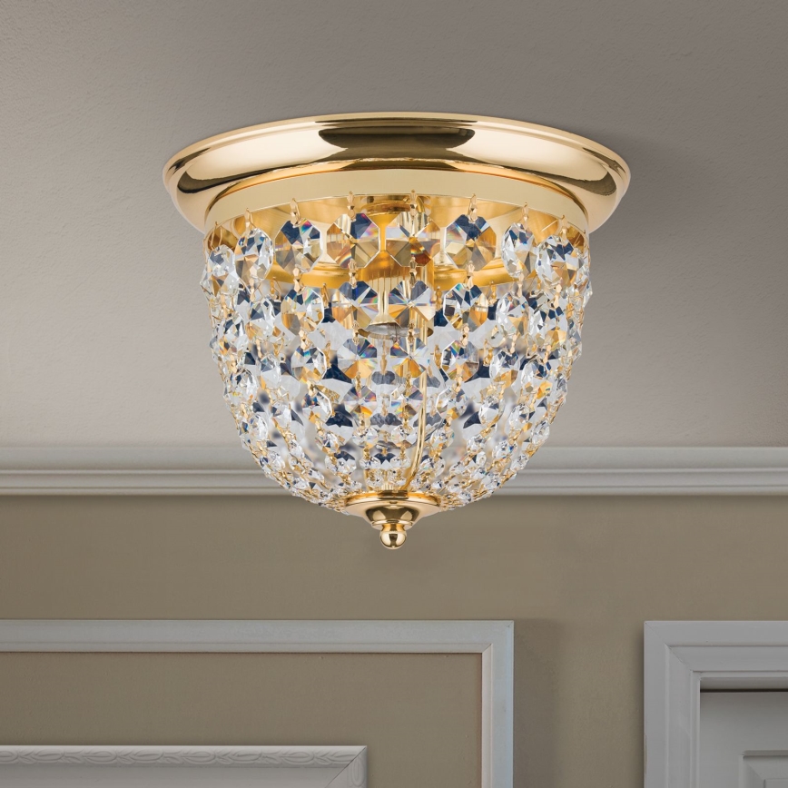Кристален плафон PLAFOND 1xE27/40W/230V Ø 26 см златист