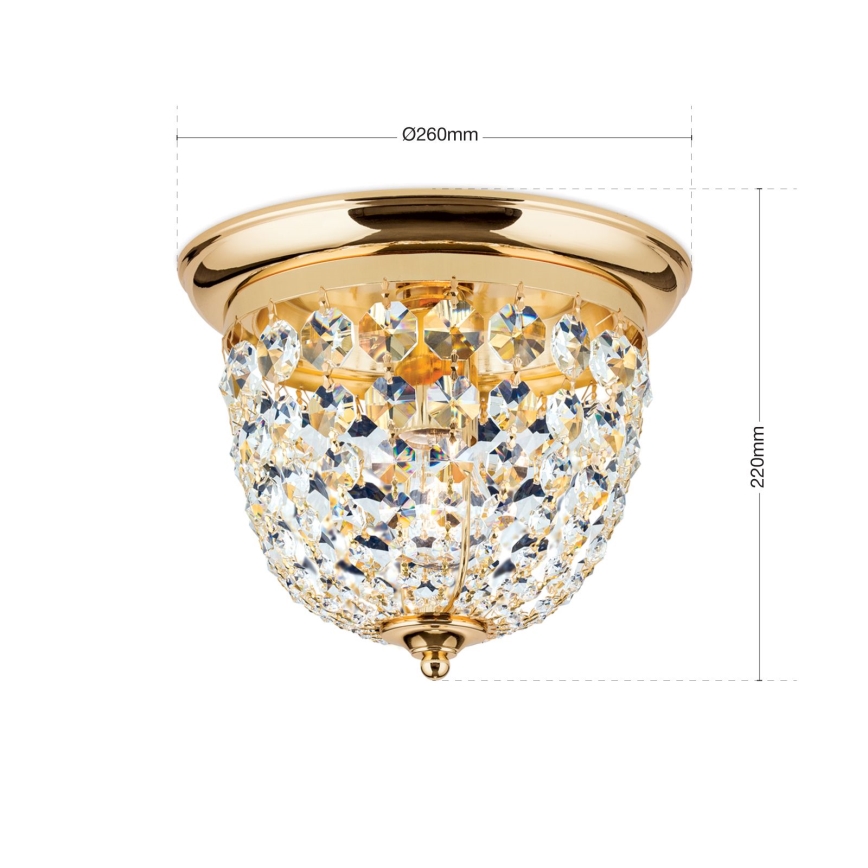 Кристален плафон PLAFOND 1xE27/40W/230V Ø 26 см златист