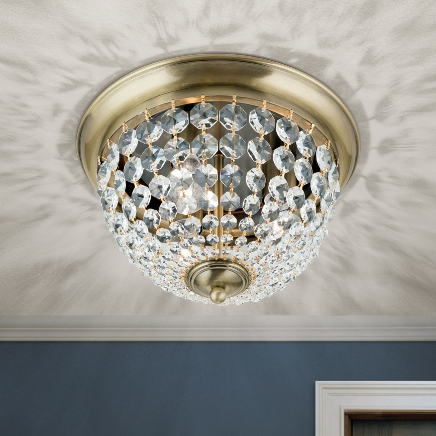 Кристален плафон PLAFOND  3xE27/40W/230V Ø 35 см бронзов