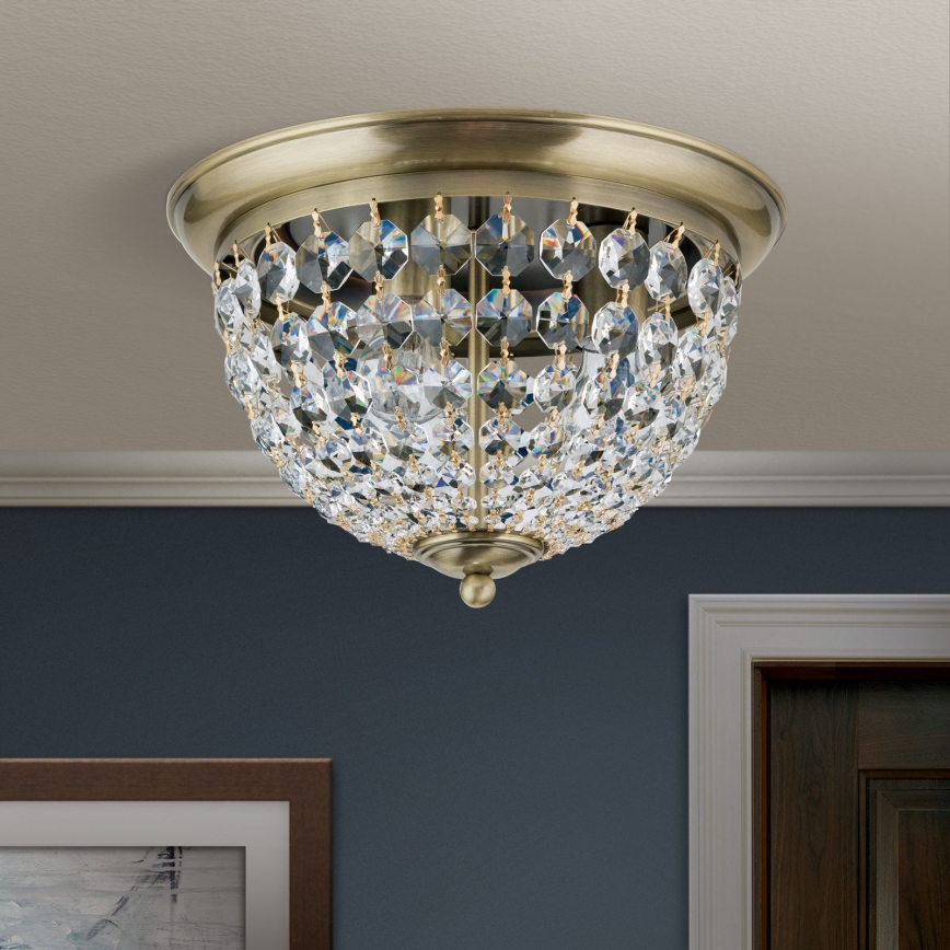Кристален плафон PLAFOND  3xE27/40W/230V Ø 35 см бронзов