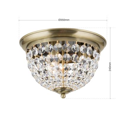 Кристален плафон PLAFOND  3xE27/40W/230V Ø 35 см бронзов
