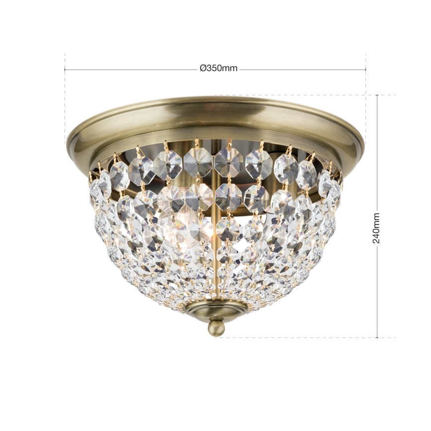 Кристален плафон PLAFOND  3xE27/40W/230V Ø 35 см бронзов