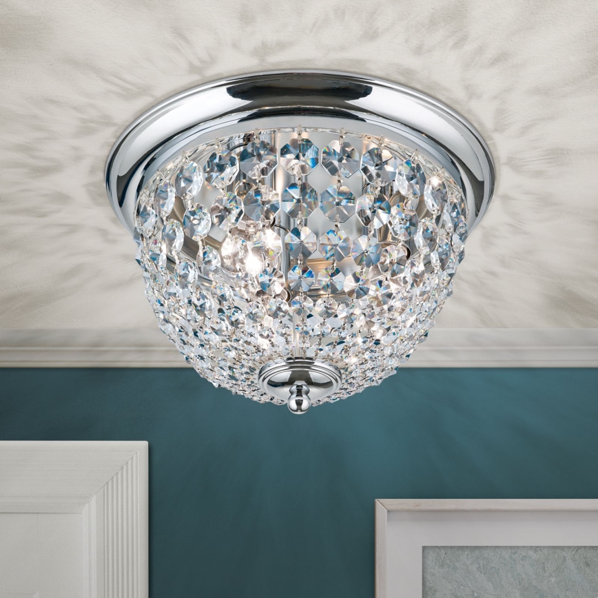 Кристален плафон PLAFOND 3xE27/40W/230V Ø 35 см лъскав хром