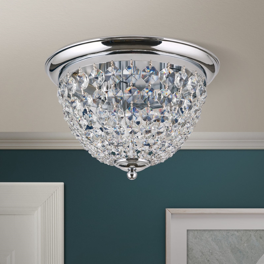 Кристален плафон PLAFOND 3xE27/40W/230V Ø 35 см лъскав хром
