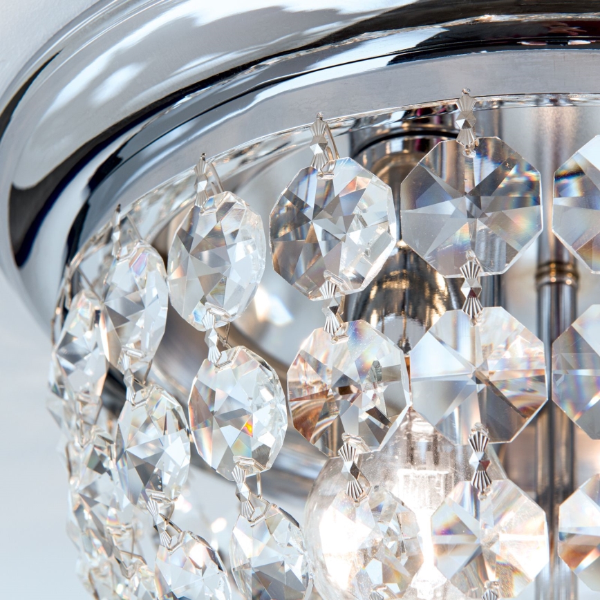 Кристален плафон PLAFOND 3xE27/40W/230V Ø 35 см лъскав хром