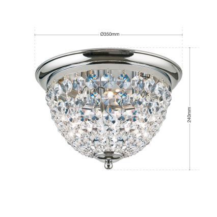 Кристален плафон PLAFOND 3xE27/40W/230V Ø 35 см лъскав хром
