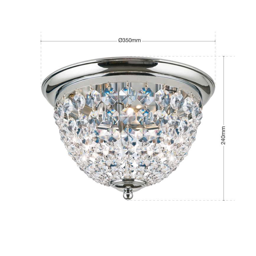 Кристален плафон PLAFOND 3xE27/40W/230V Ø 35 см лъскав хром