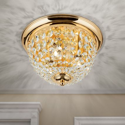 Кристален плафон PLAFOND 3xE27/40W/230V Ø 35 см златист