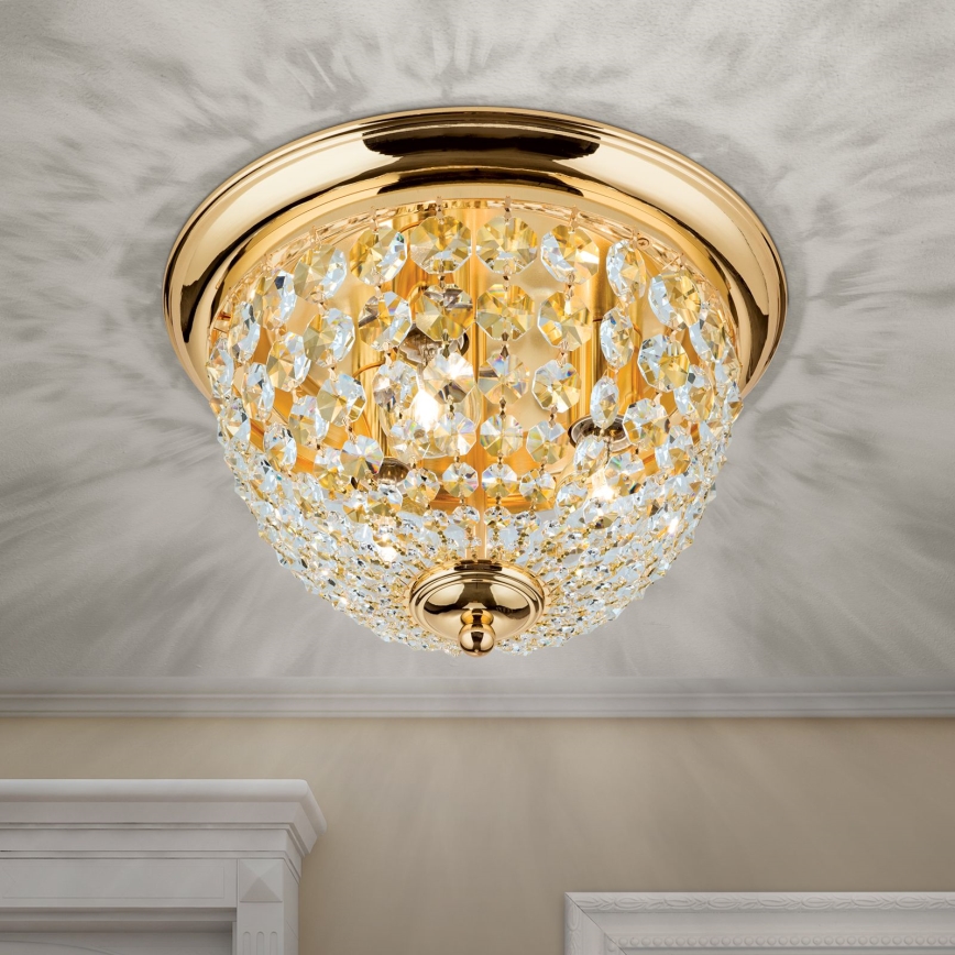 Кристален плафон PLAFOND 3xE27/40W/230V Ø 35 см златист