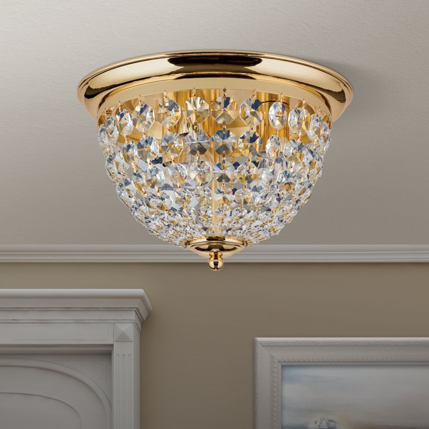 Кристален плафон PLAFOND 3xE27/40W/230V Ø 35 см златист
