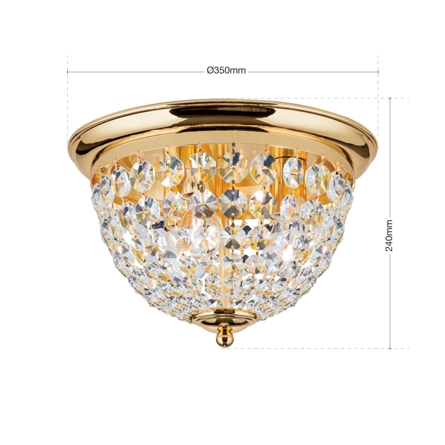 Кристален плафон PLAFOND 3xE27/40W/230V Ø 35 см златист
