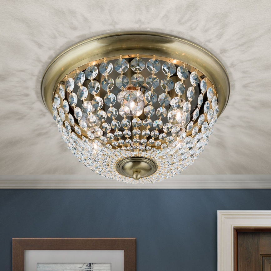 Кристален плафон PLAFOND 6xE27/40W/230V Ø 47 см бронзов