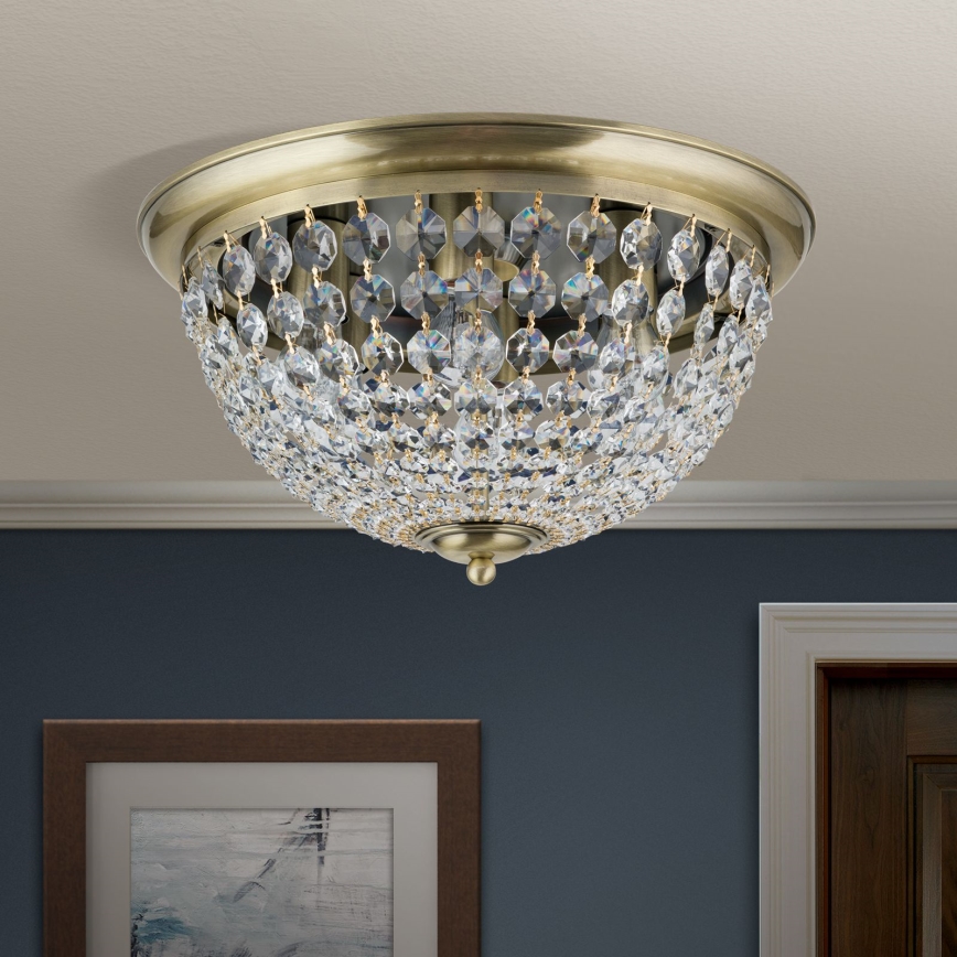 Кристален плафон PLAFOND 6xE27/40W/230V Ø 47 см бронзов