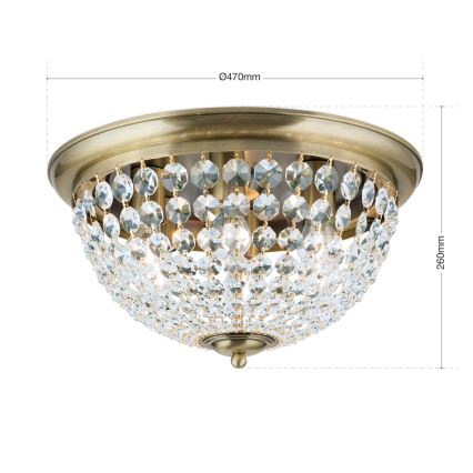 Кристален плафон PLAFOND 6xE27/40W/230V Ø 47 см бронзов