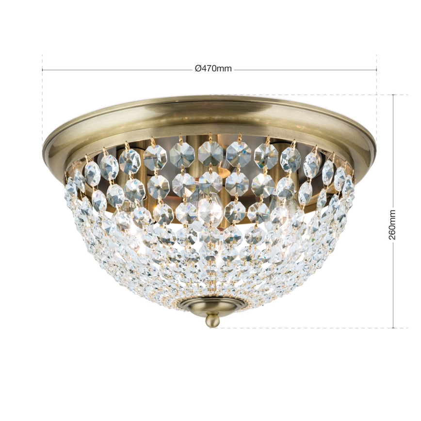 Кристален плафон PLAFOND 6xE27/40W/230V Ø 47 см бронзов