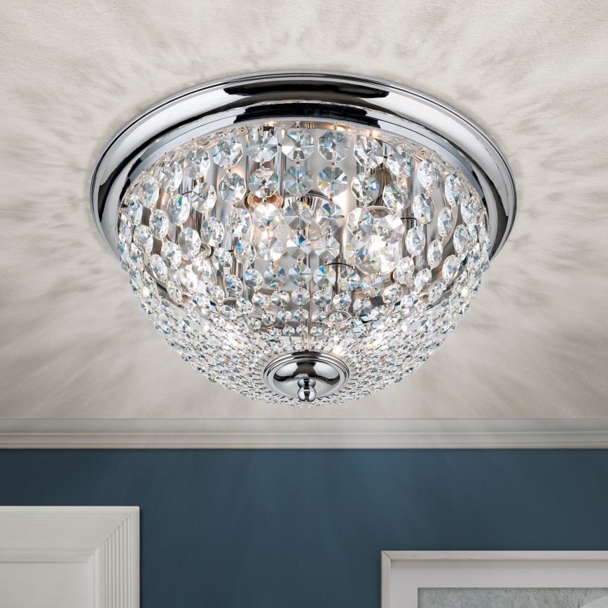 Кристален плафон PLAFOND 6xE27/40W/230V Ø 47 см лъскав хром