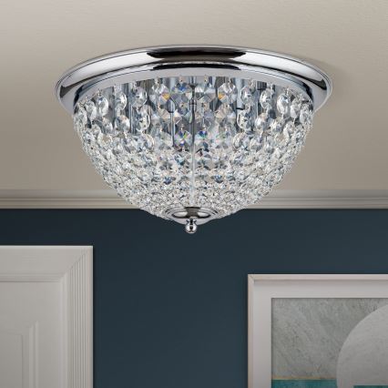 Кристален плафон PLAFOND 6xE27/40W/230V Ø 47 см лъскав хром