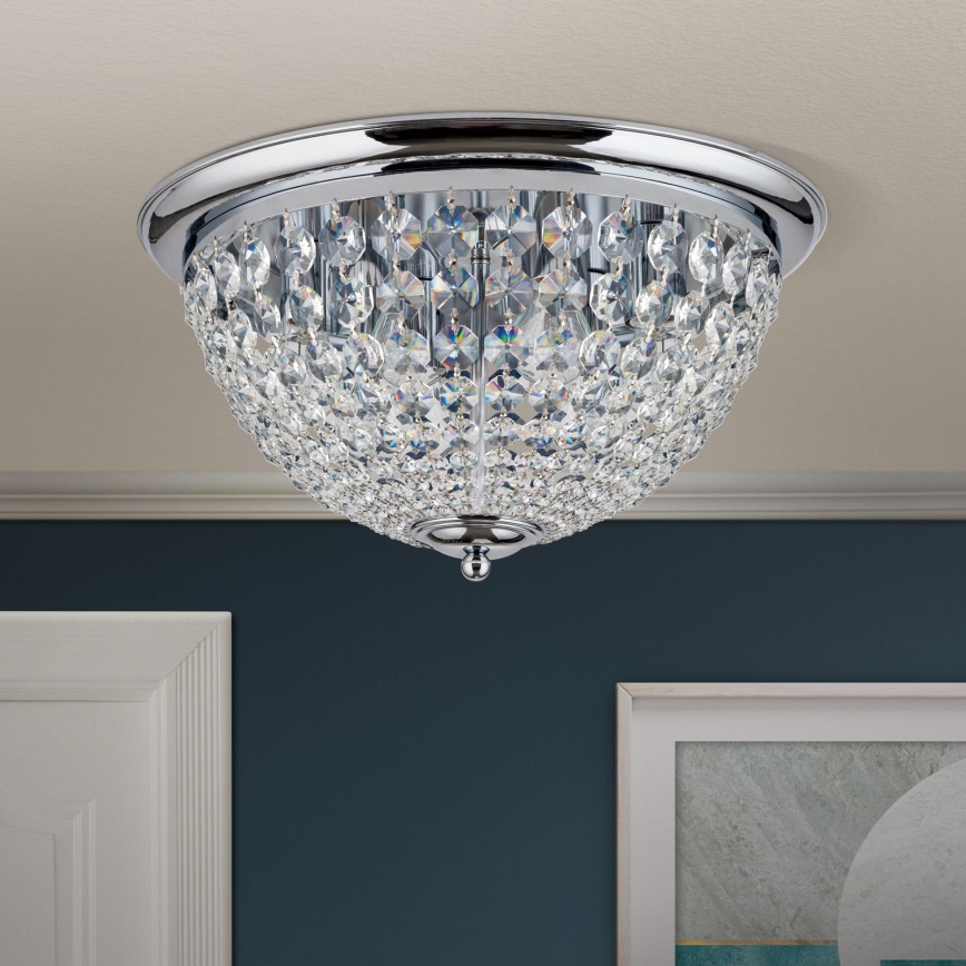 Кристален плафон PLAFOND 6xE27/40W/230V Ø 47 см лъскав хром