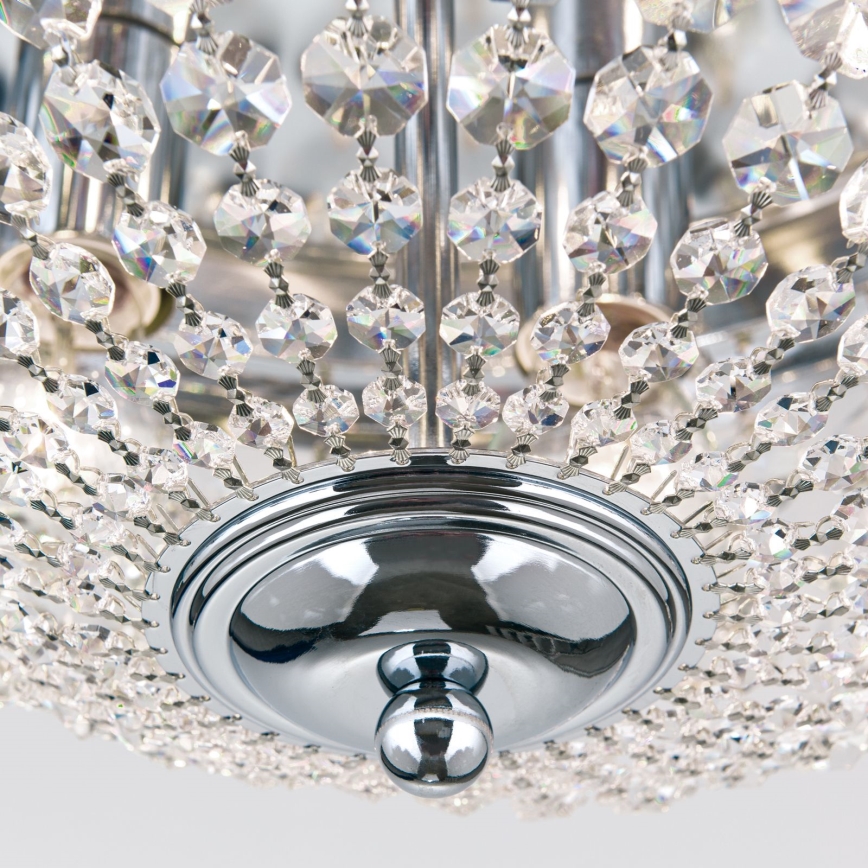 Кристален плафон PLAFOND 6xE27/40W/230V Ø 47 см лъскав хром
