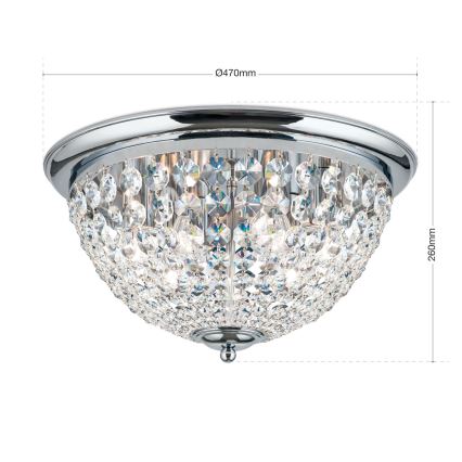 Кристален плафон PLAFOND 6xE27/40W/230V Ø 47 см лъскав хром