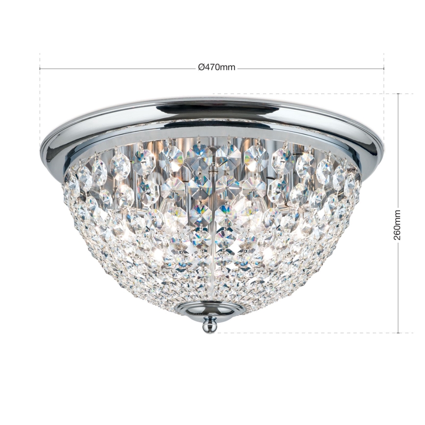 Кристален плафон PLAFOND 6xE27/40W/230V Ø 47 см лъскав хром