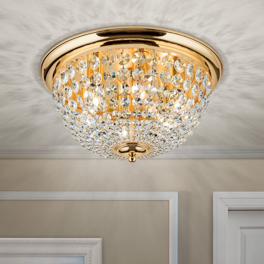 Кристален плафон PLAFOND 6xE27/40W/230V Ø 47 см златист