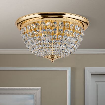 Кристален плафон PLAFOND 6xE27/40W/230V Ø 47 см златист