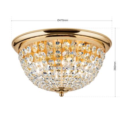Кристален плафон PLAFOND 6xE27/40W/230V Ø 47 см златист