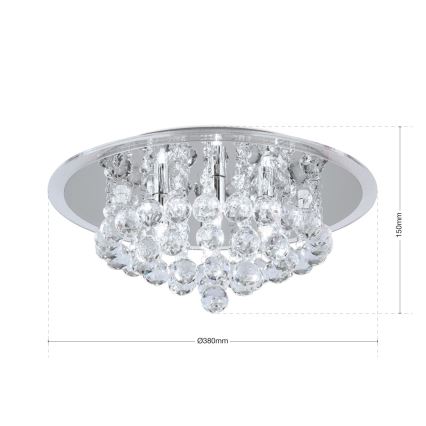 Кристален плафон GLORIA 4xG9/40W/230V Ø 38 см прозрачен/лъскав хром