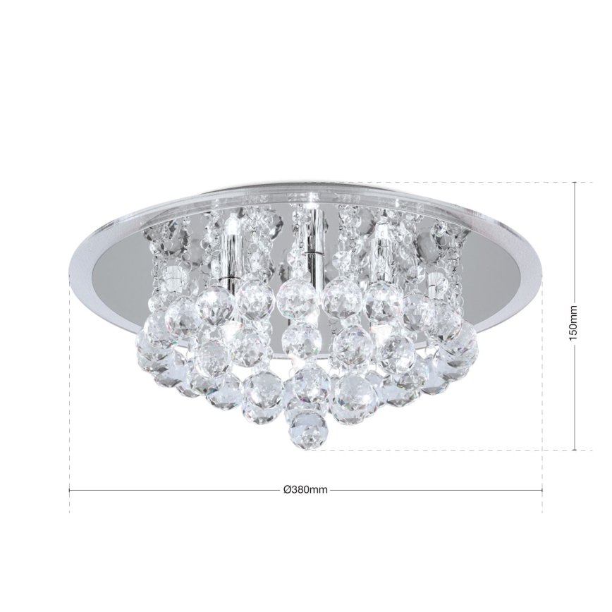 Кристален плафон GLORIA 4xG9/40W/230V Ø 38 см прозрачен/лъскав хром