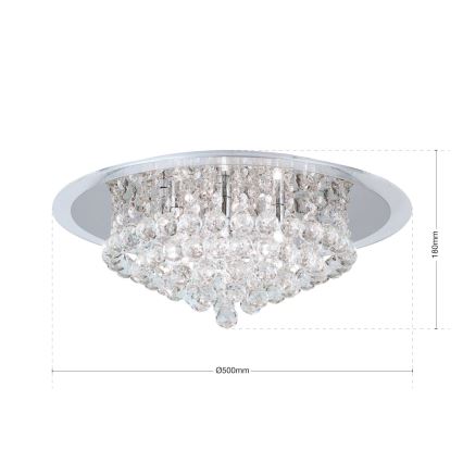 Кристален плафон GLORIA 6xG9/40W/230V Ø 50 см прозрачен/лъскав хром