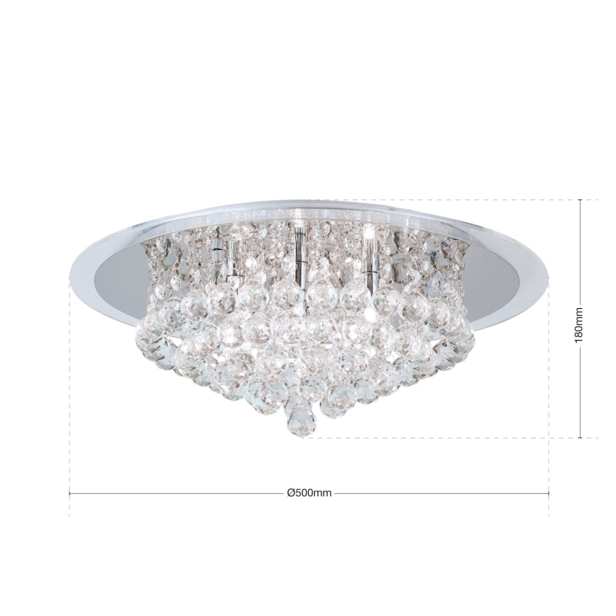 Кристален плафон GLORIA 6xG9/40W/230V Ø 50 см прозрачен/лъскав хром