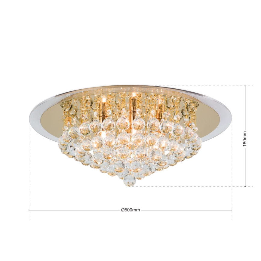 Кристален плафон GLORIA 6xG9/40W/230V Ø 50 см златист