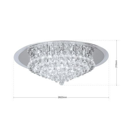 Кристален плафон GLORIA 9xG9/40W/230V Ø 62 см прозрачен/лъскав хром