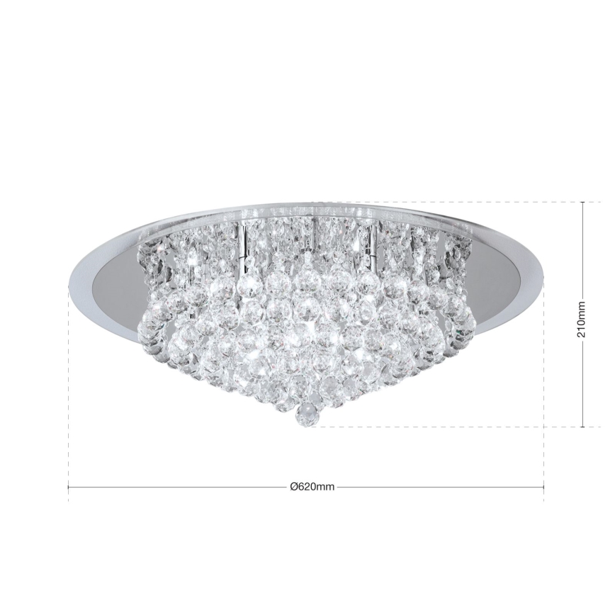 Кристален плафон GLORIA 9xG9/40W/230V Ø 62 см прозрачен/лъскав хром