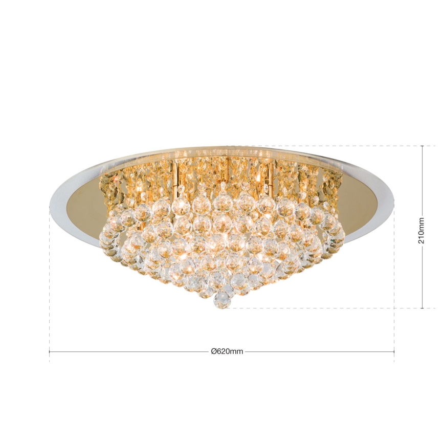 Кристален плафон GLORIA 9xG9/40W/230V Ø 62 см златист