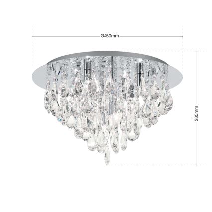 Кристален плафон CELESTE 6xG9/40W/230V Ø 45 см лъскав хром