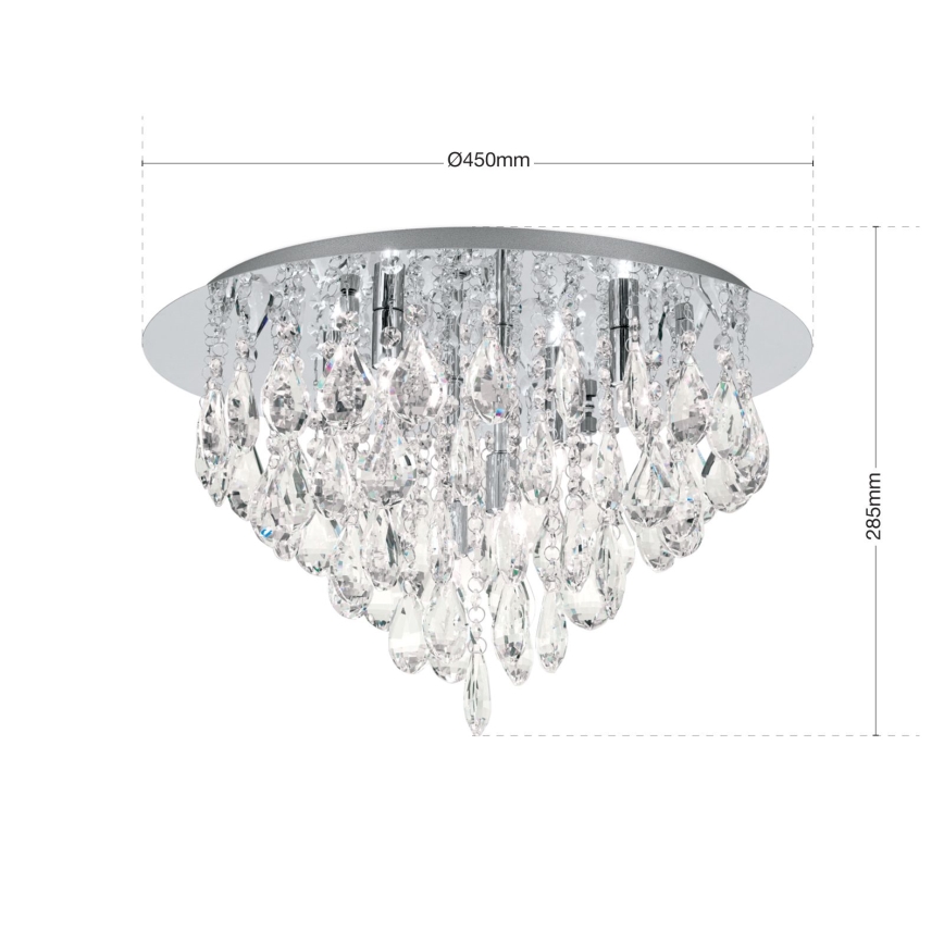 Кристален плафон CELESTE 6xG9/40W/230V Ø 45 см лъскав хром