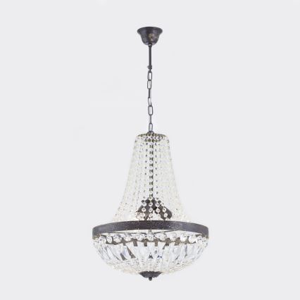 Кристален пендел ARILA 3xE27/60W/230V Ø 40 см кафяв/патина