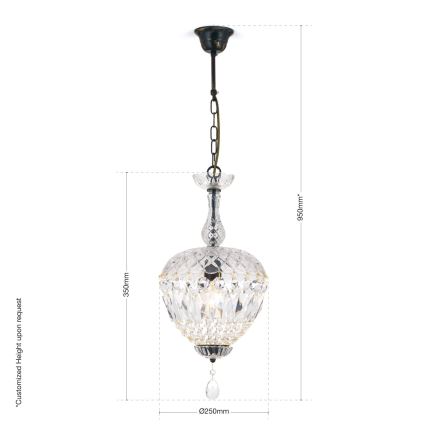 Кристален пендел ARILA 1xE27/60W/230V Ø 25 см кафяв/патина