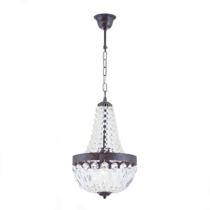 Кристален пендел ARILA 1xE27/60W/230V Ø 25,5 см кафяв/патина