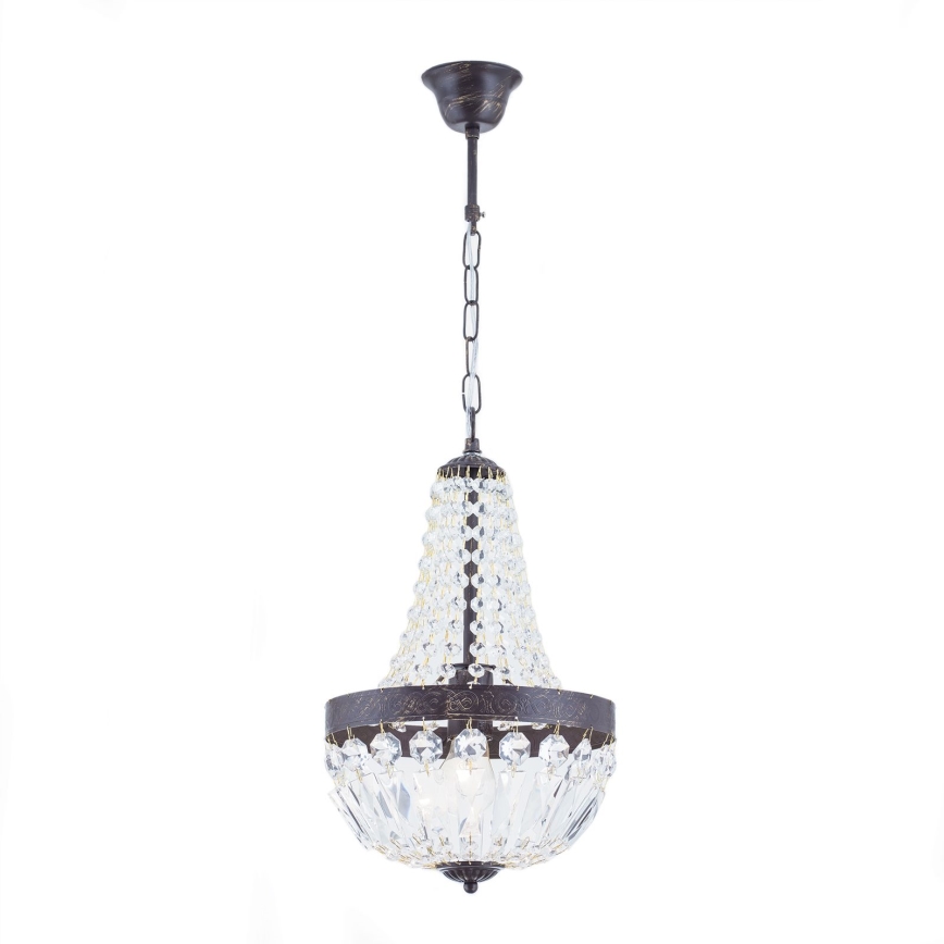 Кристален пендел ARILA 1xE27/60W/230V Ø 25,5 см кафяв/патина