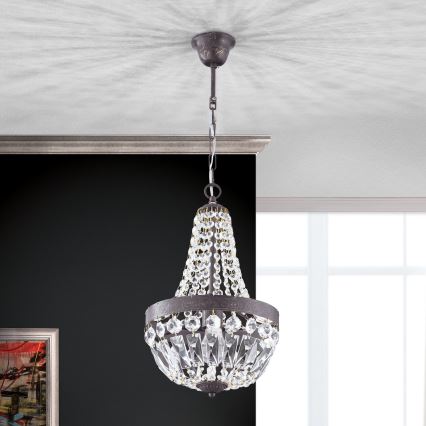 Кристален пендел ARILA 1xE27/60W/230V Ø 25,5 см кафяв/патина