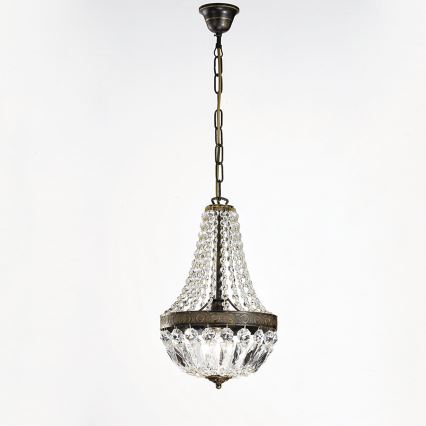 Кристален пендел ARILA 1xE27/60W/230V Ø 25,5 см кафяв/патина