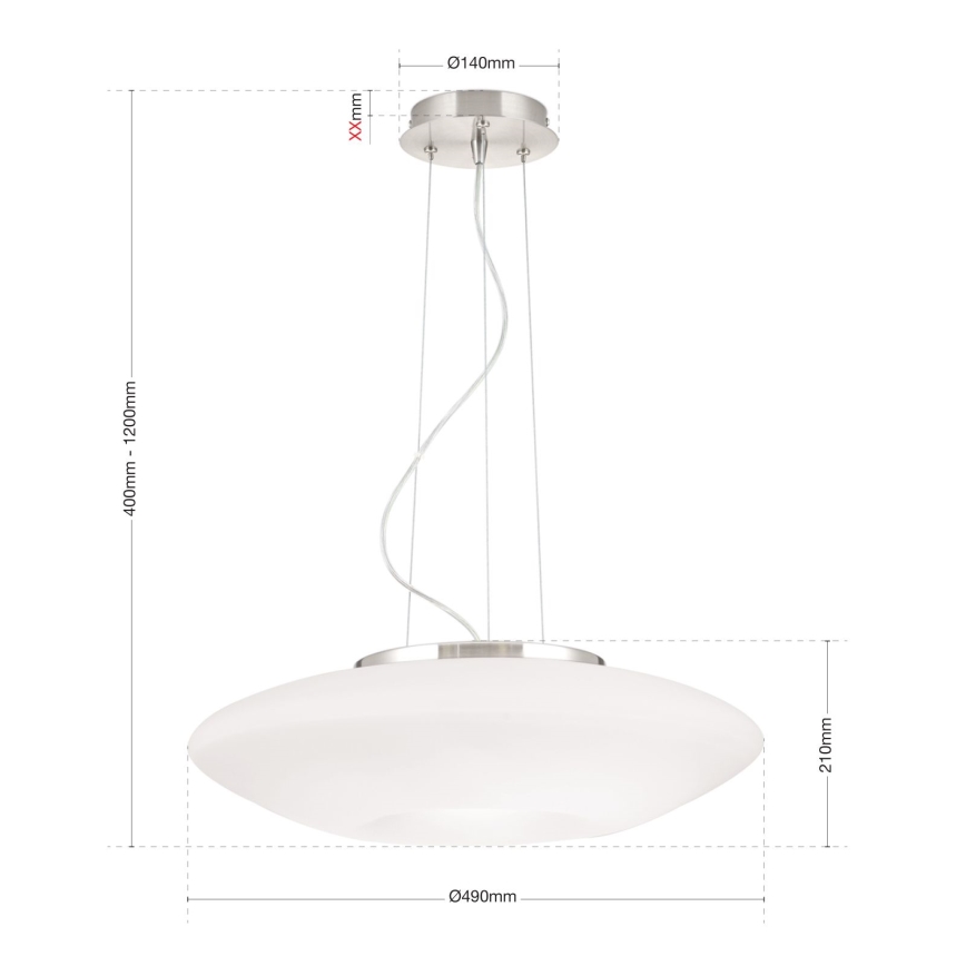 Пендел BLANC 2xE27/60W/230V Ø 49 см матов хром