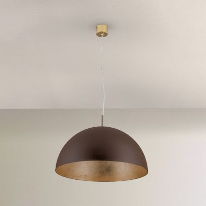 Пендел ELIANO 1xE27/60W/230V Ø 50 см кафяв/златист