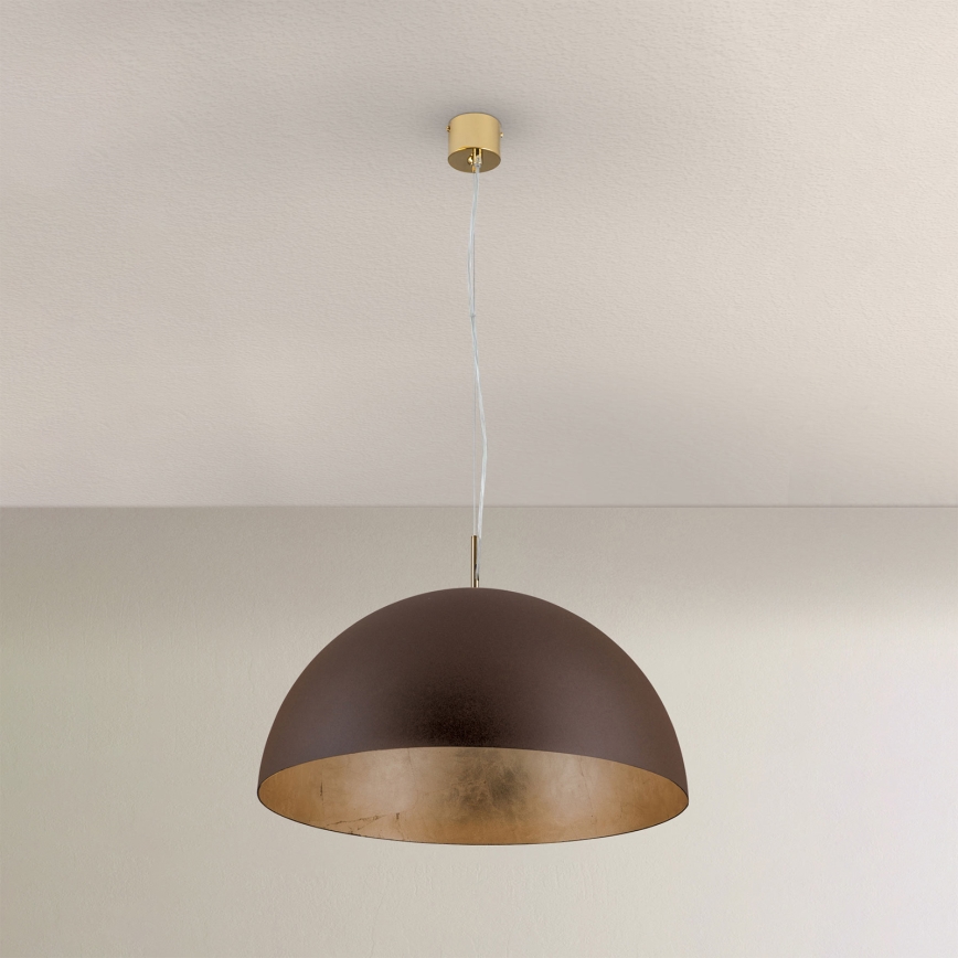 Пендел ELIANO 1xE27/60W/230V Ø 50 см кафяв/златист